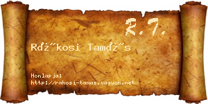 Rákosi Tamás névjegykártya